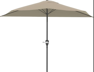 lot 487 image: Pure Garden Half Patio Umbrella - Patio Umbrella with Easy Crank