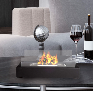 lot 493 image: Bio Ethanol Tabletop Fire Pit - Rectangular Indoor or Outdoor Ventless Fireplace