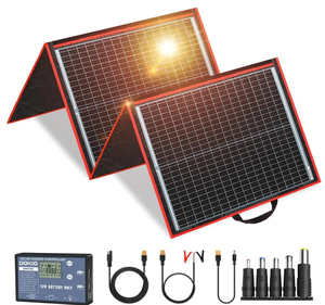 lot 6 image: DOKIO 160W 18V Portable Solar Panel Kit (ONLY 9lb) Folding Solar Charger with 2 USB Outputs