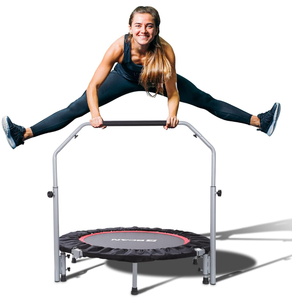 lot 37 image: BCAN Foldable Mini Trampoline Max Load 330lbs440lbs, Fitness Rebounder with Adjustable Foam Handle
