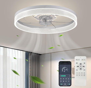 lot 41 image: Ceiling Fan with Light, 2024 Upgraded, Low Profile Fan, Flush Mount Ceiling Fan