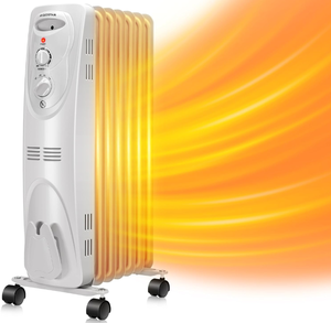 lot 61 image: Aigostar 1500W Oil Heater 7-Fin Safe Heat, 3 Heat Setting Space Heater Adjustable Thermostat