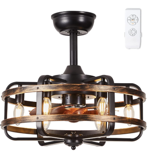 lot 86 image: Caged Ceiling Fans with Lights Farmhouse