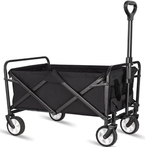 lot 87 image: iHomey Collapsible Folding Wagon, Wagon Cart Heavy Duty Foldable with Two Drink Holders
