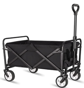 lot 88 image: iHomey Collapsible Folding Wagon, Wagon Cart Heavy Duty Foldable with Two Drink Holders