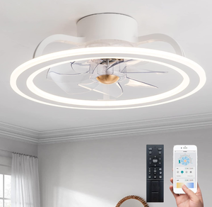 lot 92 image: EKIZNSN 20 Bladeless Modern Indoor Flush Mount Ceiling Fan with Lights and Remote