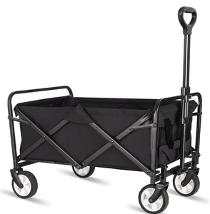 lot 291 image: iHomey Collapsible Folding Wagon, Wagon Cart Heavy Duty Foldable with Two Drink Holders