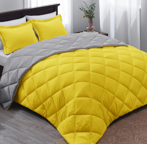 lot 296 image: 3PCS King Size Basic Beyond Comforter Set - Yellow and Gray Comforter Set
