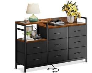 lot 510 image: ODK Dresser with Charging Station, 52-Inch Long Dresser TV Stand for Bedroom, Large Dresser with 8 Storage Drawers