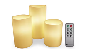 lot 511 image: LOT OF 5, 3 Piece Lavish Home LED Flameless Candle Set with Remote