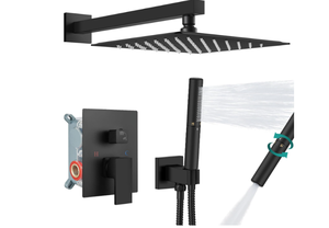 lot 522 image: Aolemi Shower System with Rainfall Shower Head and Handheld Wall Mount,High Pressure Shower Faucet Set Fixture Combo with 2 in 1 Handheld Spray Rough-in Valve,12 Inch Shower Head Matte Black