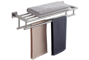 lot 530 image: Bathroom Towel Rack 24 Inch Tower Holder with Double Towel Bar Brushed Nickel Towel Rack Wall Mounted