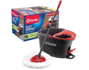 lot 543 image: O-Cedar EasyWring Microfiber Spin Mop, Bucket Floor Cleaning System, Red, Gray, Standard