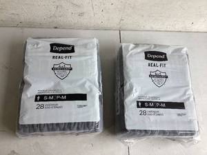 lot 300 image: LOT OF 2 Depend Real-Fit 4in1 Skinguard S-M 28 Underwear