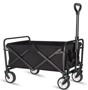 lot 583 image: iHomey Collapsible Folding Wagon, Wagon Cart Heavy Duty Foldable with Two Drink Holders