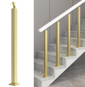 lot 589 image: 4PCS Square Stair Baluster Posts- 270° Adjustable Metal Railing Spindles