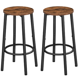 lot 599 image: 2PCS HOOBRO Bar Stools, Bar Chairs, Kitchen Round Height Stools with Footrest