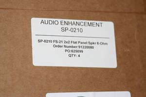 lot 55 image: New in Box Four (4) Audio Enhancement 2x2 Flat Panel Tile Grid 50-Watt Ceiling Speakers  Loudspeakers