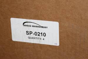 lot 56 image: New in Box Four (4) Audio Enhancement 2x2 Flat Panel Tile Grid 50-Watt Ceiling Speakers  Loudspeakers