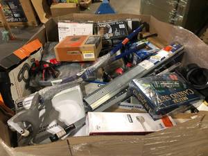 Gaylord of Assorted Tools, Hardware and General Merchandise Various Models and Conditions   Customer Returns See Pictures
