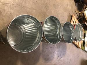 Lot of Behrens 31 Gal. Galvanized Steel Round Metal Household Trash Can  Customer Returns See Pictures