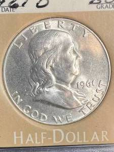 lot 31 image: 1961-D US FRANKLIN HALF DOLLAR BU