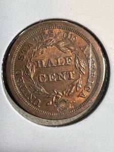 lot 46 image: 1851 US BRAIDED HAIR HALF CENT