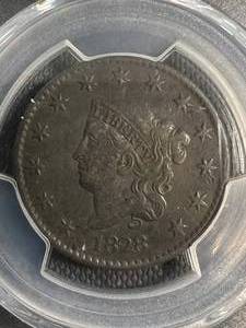 lot 50 image: 1828 US LIBERTY HEAD LARGE CENT PCGS VF DETAIL