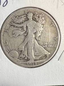lot 53 image: 1918 US WALKING LIBERTY HALF DOLLAR