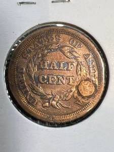 lot 61 image: 1856 US BRAIDED HAIR HALF CENT