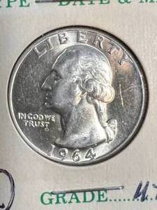 lot 84 image: 1964-D US WASHINGTON QUARTER