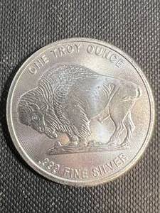 lot 88 image: 1 TROY OZ .999 FINE SILVER BUFFALO INDIAN ROUND