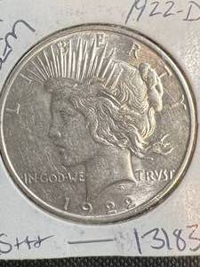 lot 89 image: 1922-D US PEACE SILVER DOLLAR BU GEM