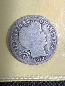 lot 91 image: 1913 US BARBER DIME