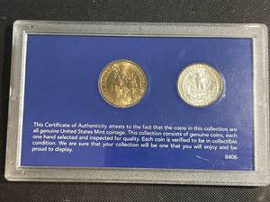 lot 103 image: THE FIRST WASHINGTON DOLLAR AND LAST SILVER QUARTER SET