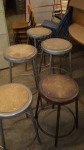 Shop stools (5) various heights.