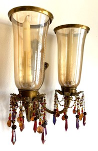 lot 23 image: Charming Wall Mount Candle Holders with Dangling Beads