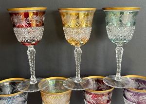 lot 60 image: Vintage Bohemian Cut to Clear Stemware