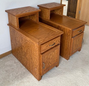 lot 108 image: Pair of Wood Tiered Accent Tables