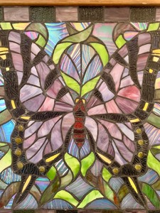lot 41 image: Stunning Stained Glass Butterfly Framed Wall Hanging