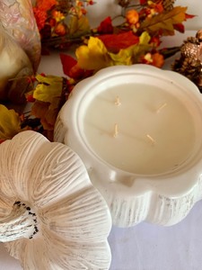 lot 96 image: Fall Collection Including Autumn Leaf Garland, Pumpkin Candle, Resign Squirrels and More