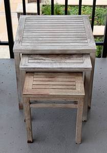 lot 88 image: Outdoor Wooden Nesting Table Set