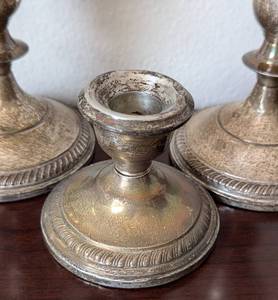 lot 77 image: Vintage Weighted Sterling Silver Candleholders