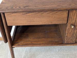 lot 2 image: Vintage Rolling Wood Buffet
