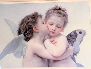 lot 40A image: Large Framed Decorative Angel Print