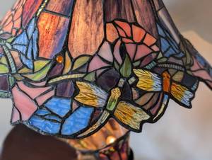 lot 19 image: Dragonfly Stained Glass Table Lamp