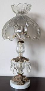 lot 7 image: Pair of Vintage Crystal and Marble Table Lamps