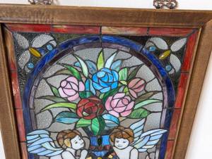 lot 12 image: Hanging Stained Glass Angel Motif Panel