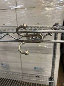 lot 11 image: InterMetro Adjustable 3-Tier Chrome-Plated Wire Cart Mobile Shelving Storage With Bumper Guards & Storage Hooks - NSF Approved - In Great Condition 40 x 24 x 14