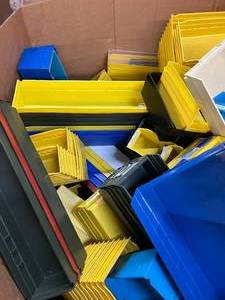 lot 22 image: Gigantic Lot of 150 Item Supply Storage & Organization Bins (mixed sizes & colors) - Perfect For Cart Drawers Too- These bins reduce manufacturers storage space by 50% Good Condition